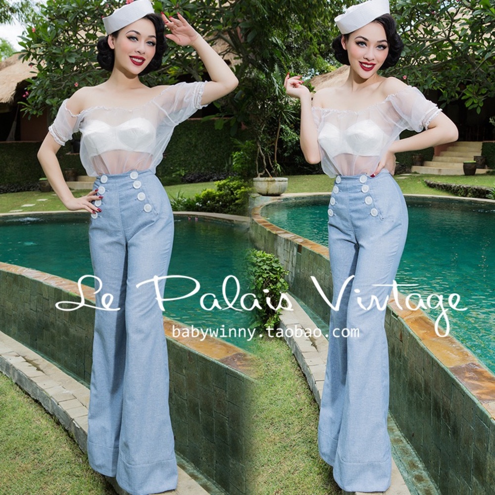 Le Palais Vintage Double Breasted Wide Leg Pants